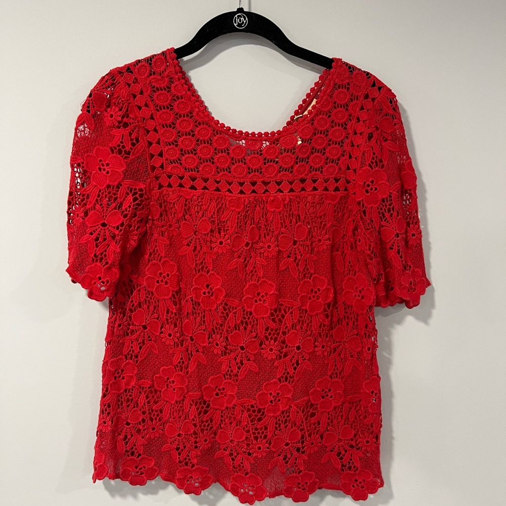 Red lace blouse shirt